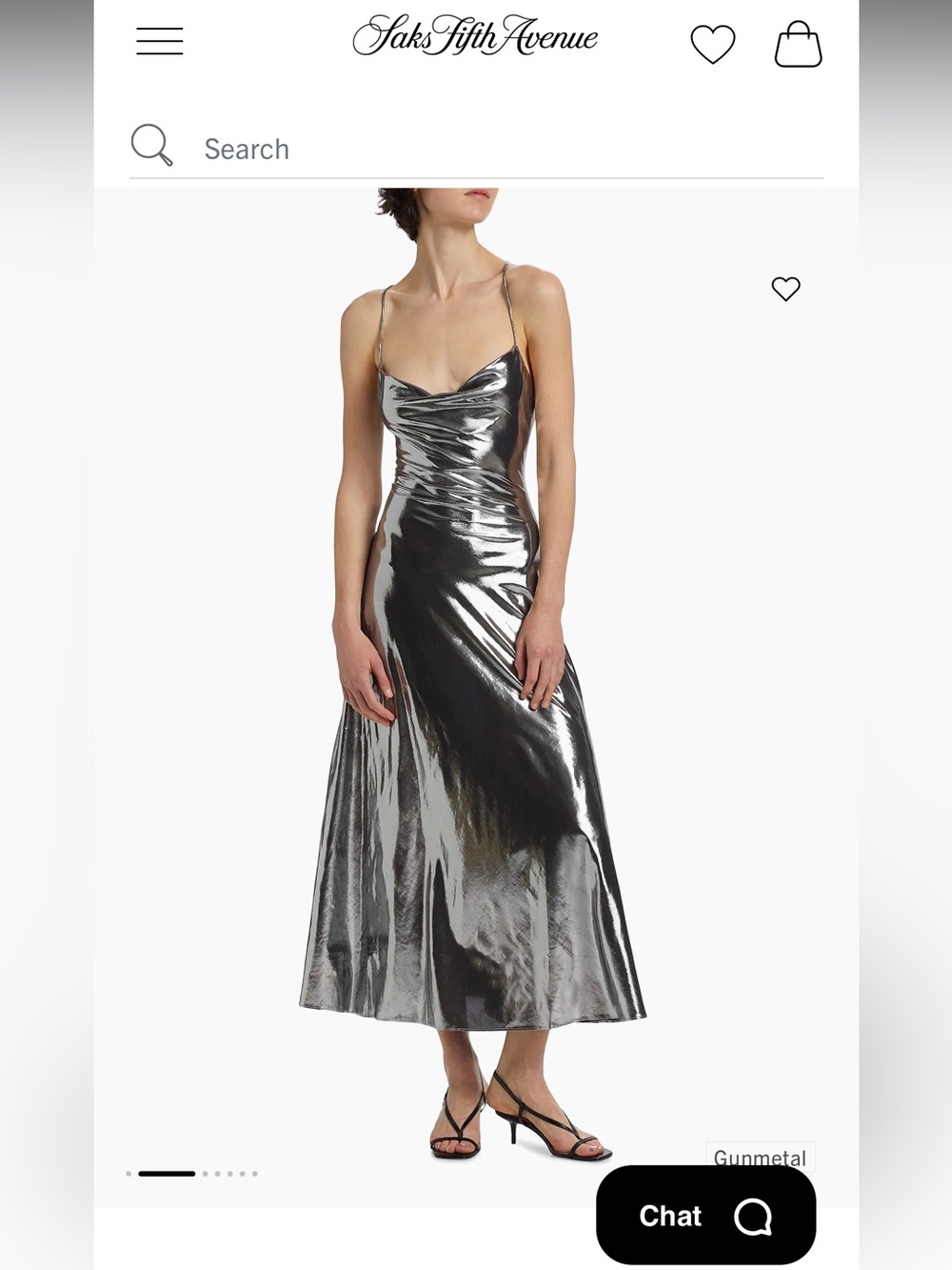 Ronny Kobo Collection Gunmetal Metallic Slip Midi Dress